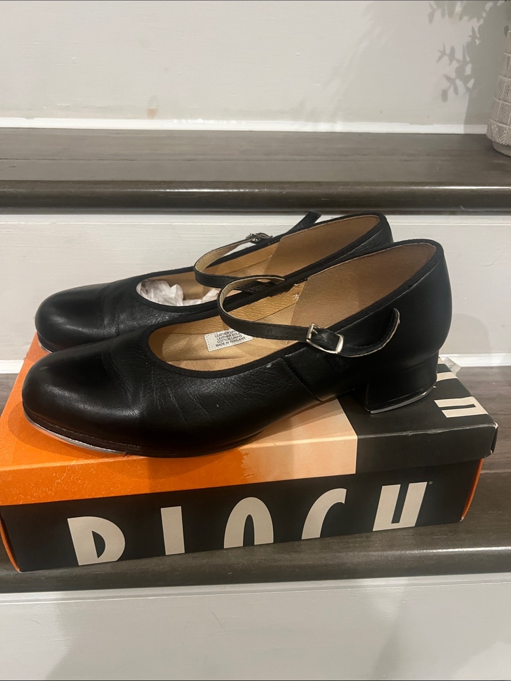 Bloch Black Leather Mary Jane Low Block Heel Pumps-Tap Shoes